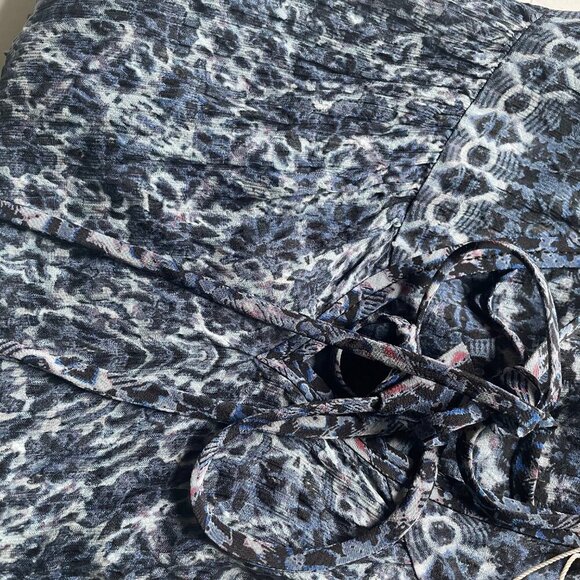 Rebecca Taylor Peasant Blouse Womens 0 Blue Sleeveless Paisley Silk Cotton Top - Picture 8 of 8